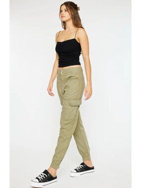 KanCan Harvard High Rise Joggers in Olive - Sz 7/27 - New